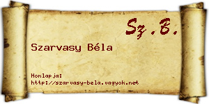Szarvasy Béla névjegykártya